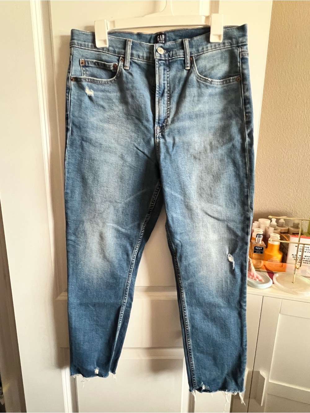 GAP Woman’s Light Blue Distressed Straight Jeans